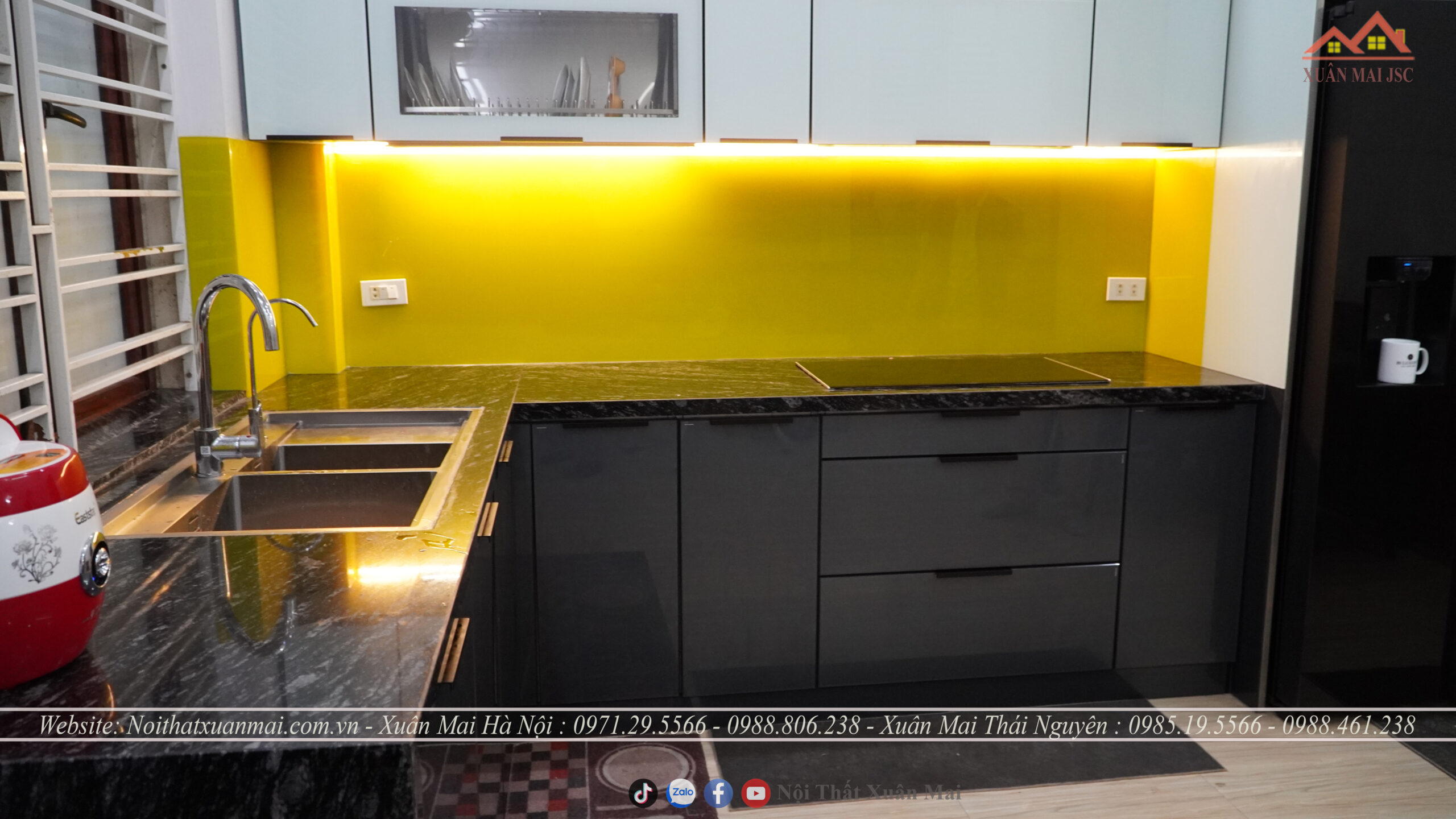 Tủ bếp inox cánh kính cường lực Anh Ngọc - Thái Nguyên 1