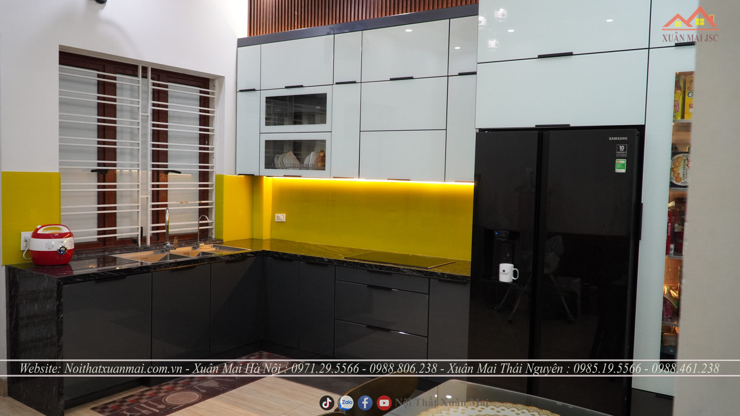Tủ bếp inox cánh kính cường lực Anh Ngọc - Thái Nguyên