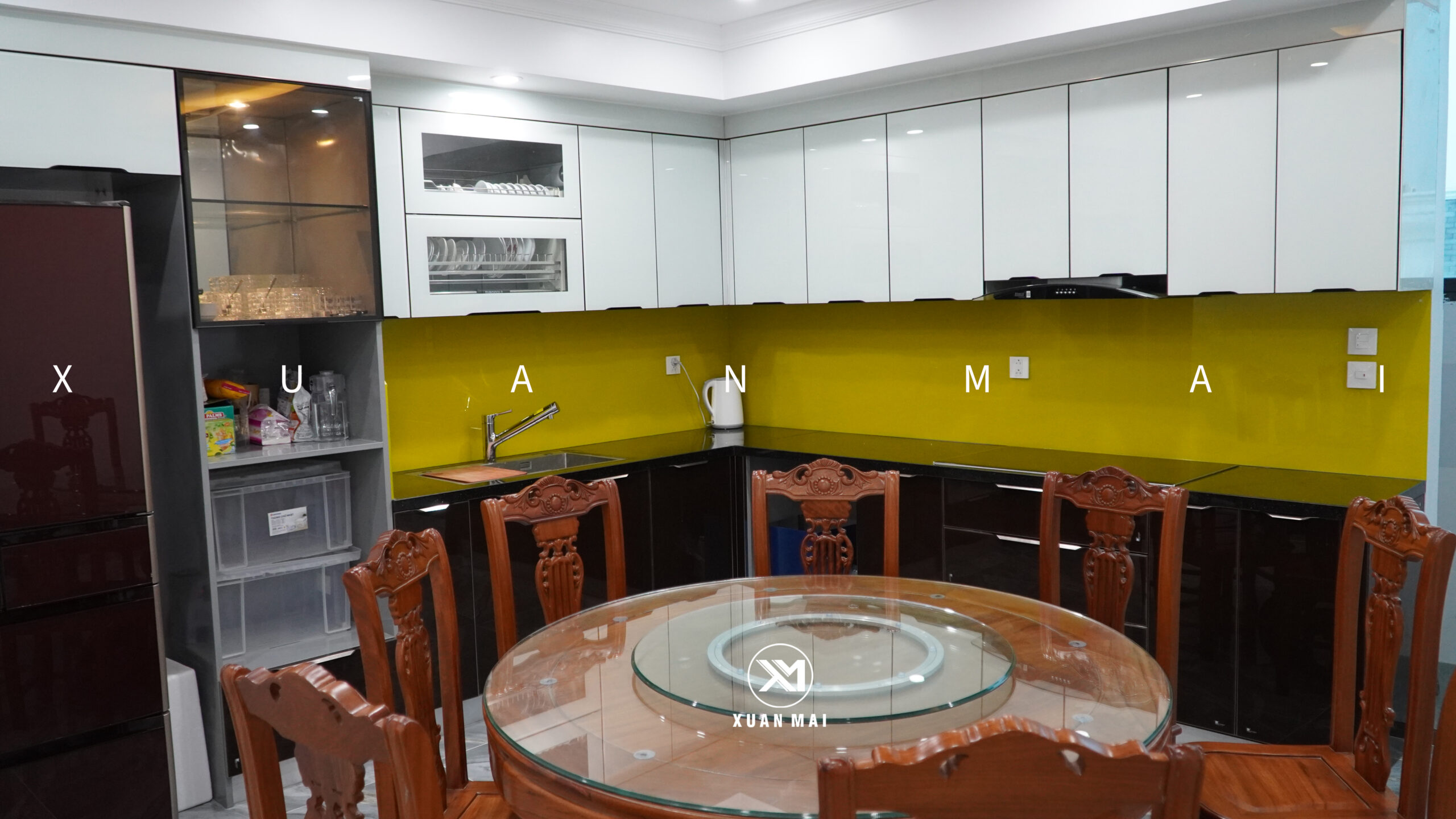 tủ bếp inox cánh kính Anh Hưng - Tây Mỗ