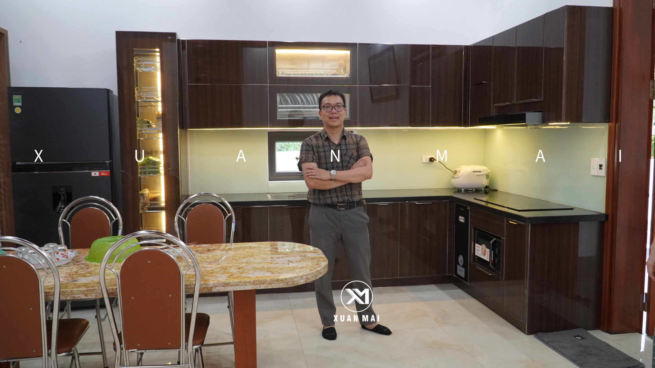 tủ bếp inox cánh kính Anh Đức - Hà Nam