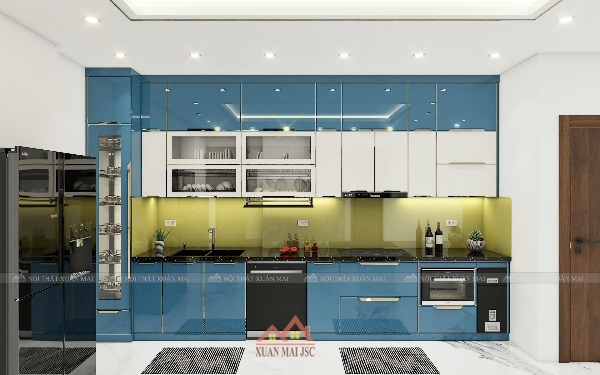 Tủ bếp inox cánh kính