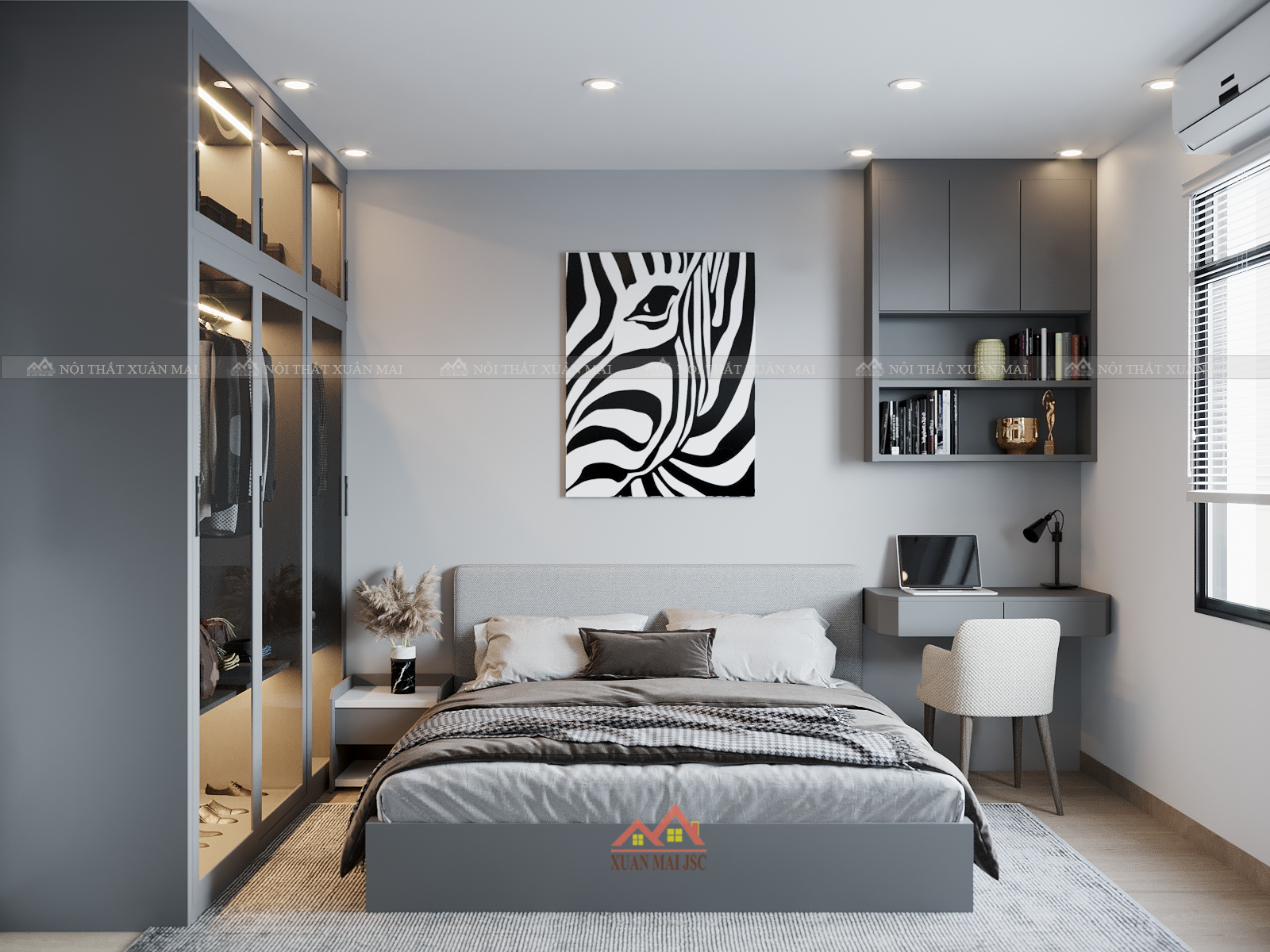 nội thất chung cư tone xám