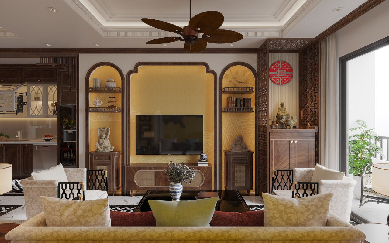 nội thất chung cư phong cách indochine