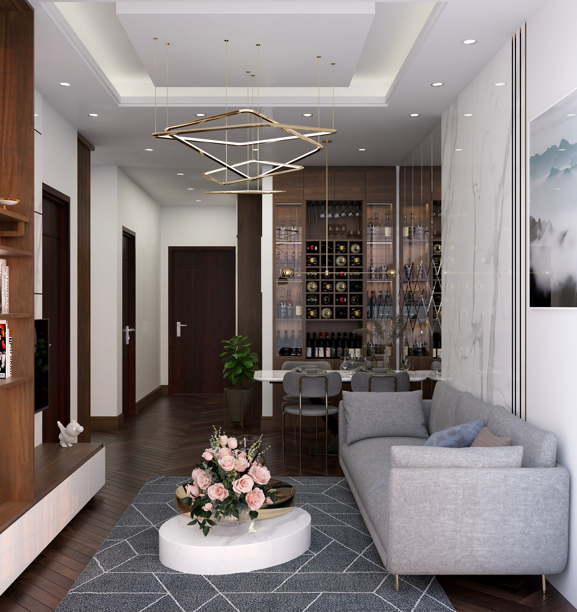 nội thất căn hộ chung cư 2 phòng ngủ