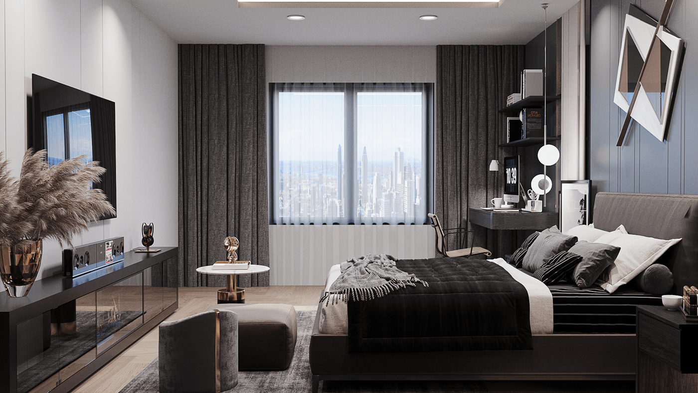 nội thất chung cư tone xám