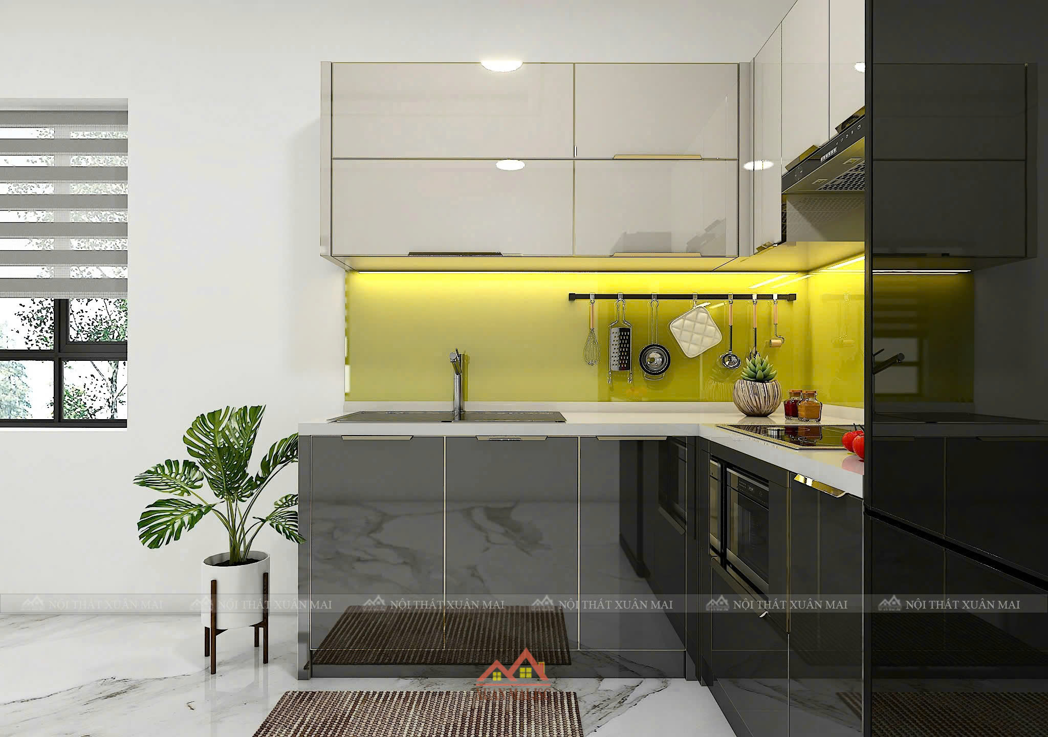 tủ bếp nhôm kính cao cấp