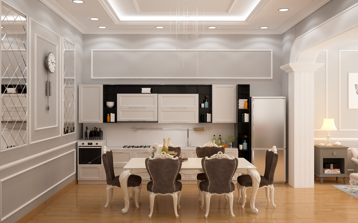 thiết kế nội thất nhà ống kiểu tân cổ điển