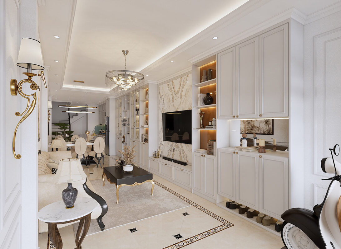 thiết kế nội thất nhà ống kiểu tân cổ điển