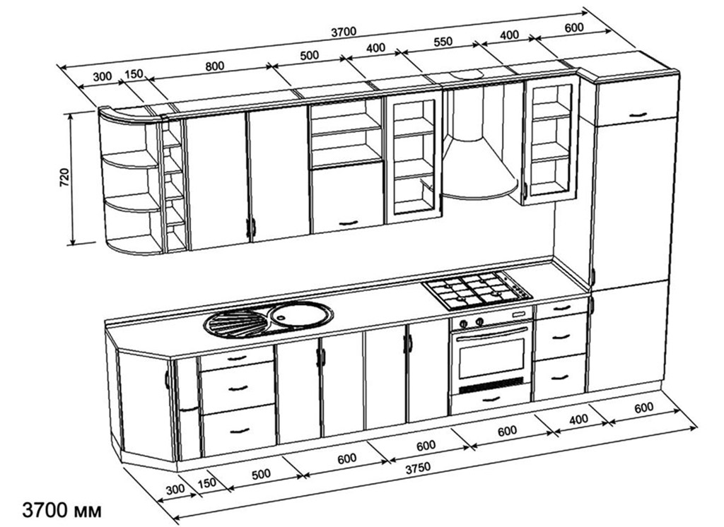 kích thước cánh tủ bếp