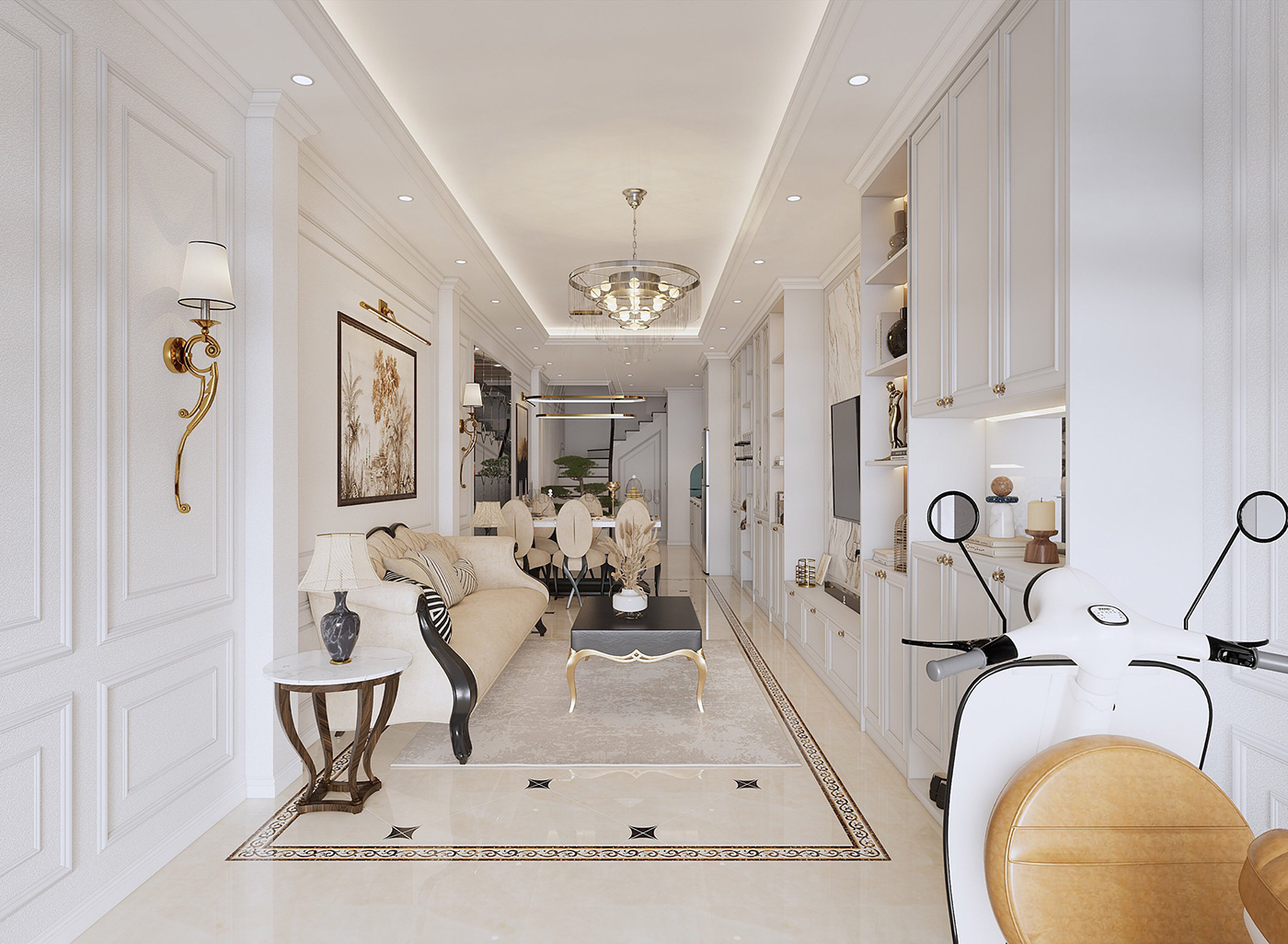 thiết kế nội thất nhà ống kiểu tân cổ điển